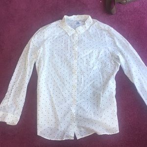 XL Old Navy Button down blouse polka dots